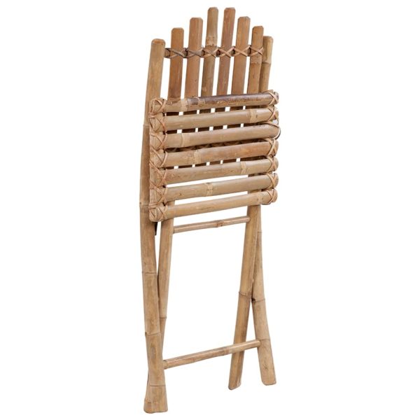 Tuinstoelen Inklapbaar Met Kussens Bamboe Beige - Afbeelding 5