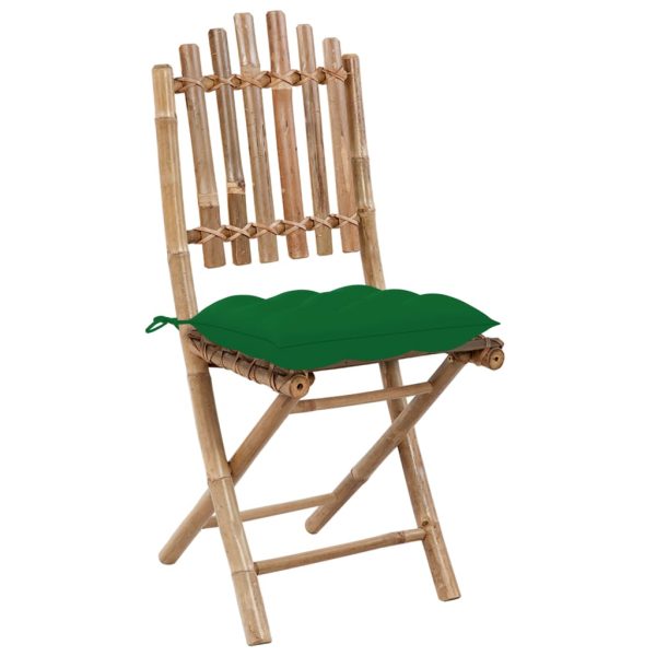 Tuinstoelen Inklapbaar Met Kussens Bamboe Groen - Afbeelding 3