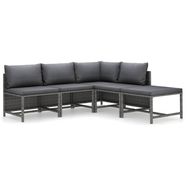 5-Delige Loungeset Met Kussens Poly Rattan - Afbeelding 2