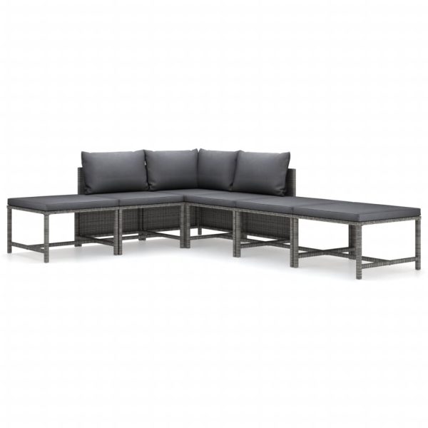 6-Delige Loungeset Met Kussens Poly Rattan - Afbeelding 2