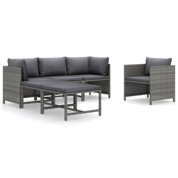 6-Delige Loungeset Met Kussens Poly Rattan - Afbeelding 2