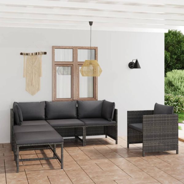 6-Delige Loungeset Met Kussens Poly Rattan