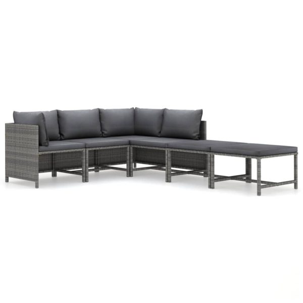 6-Delige Loungeset Met Kussens Poly Rattan - Afbeelding 2