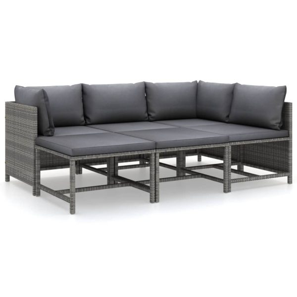 6-Delige Loungeset Met Kussens Poly Rattan - Afbeelding 3