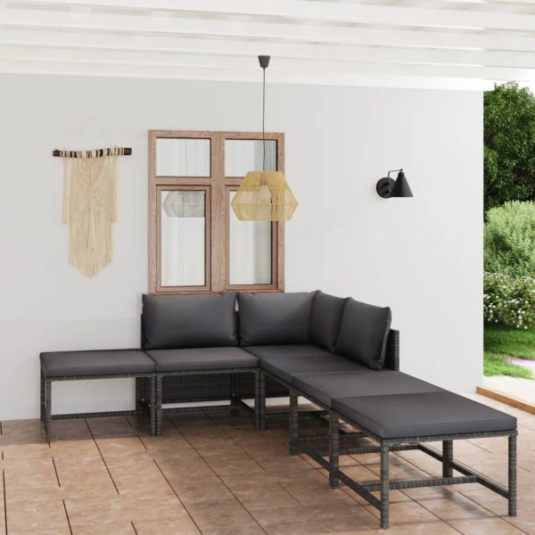 6-Delige Loungeset Met Kussens Poly Rattan