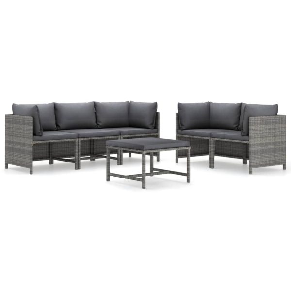 6-Delige Loungeset Met Kussens Poly Rattan - Afbeelding 2