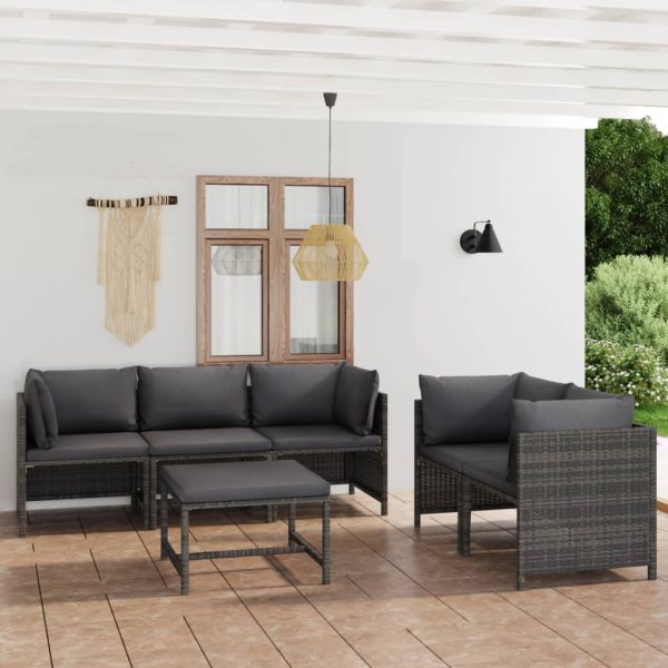 6-Delige Loungeset Met Kussens Poly Rattan