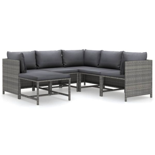 6-Delige Loungeset Met Kussens Poly Rattan - Afbeelding 2