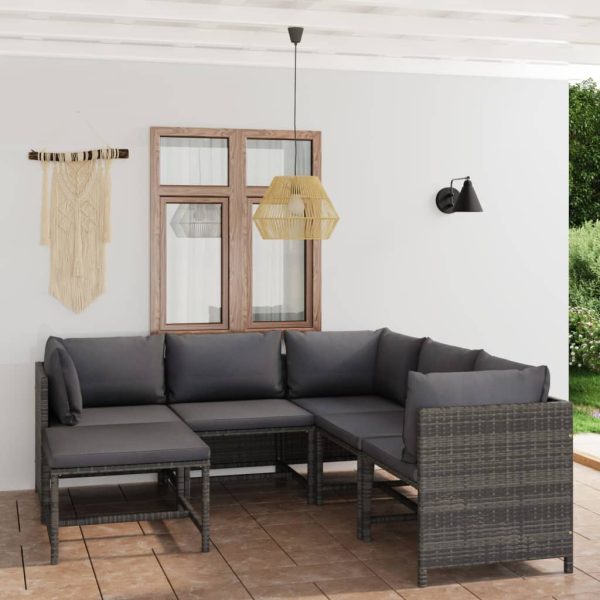 6-Delige Loungeset Met Kussens Poly Rattan