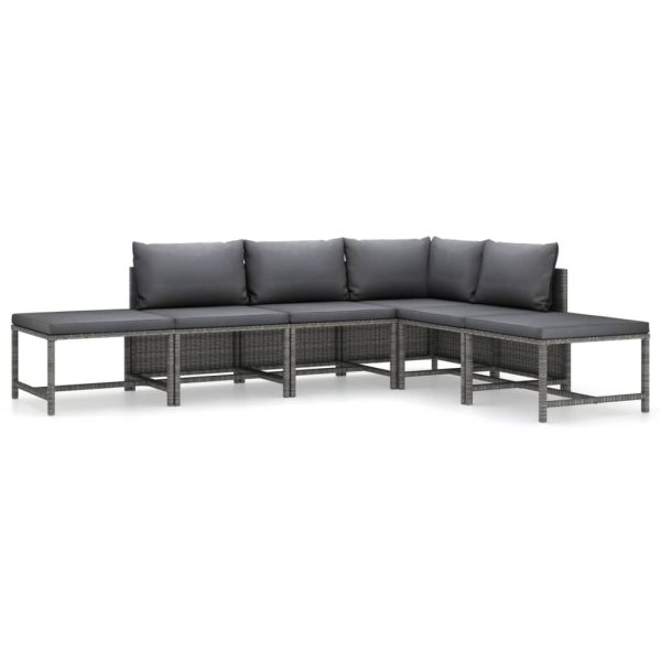 6-Delige Loungeset Met Kussens Poly Rattan - Afbeelding 2