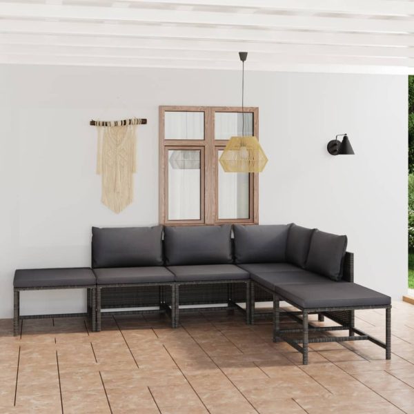 6-Delige Loungeset Met Kussens Poly Rattan