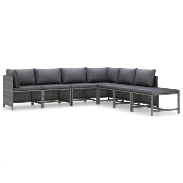 7-Delige Loungeset Met Kussens Poly Rattan - Afbeelding 2