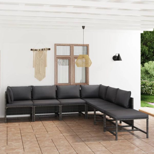 7-Delige Loungeset Met Kussens Poly Rattan