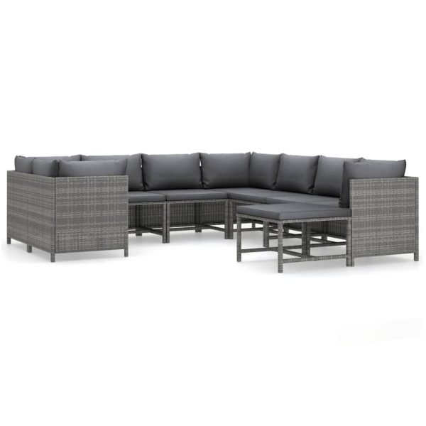 9-Delige Loungeset Met Kussens Poly Rattan - Afbeelding 2