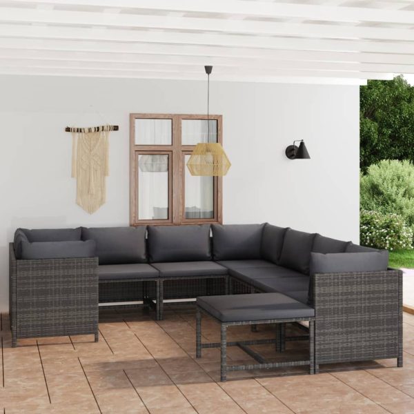 9-Delige Loungeset Met Kussens Poly Rattan