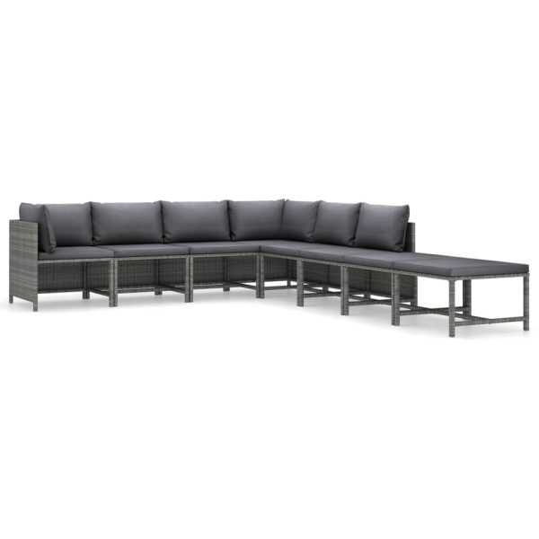 8-Delige Loungeset Met Kussens Poly Rattan - Afbeelding 2