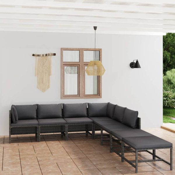 8-Delige Loungeset Met Kussens Poly Rattan