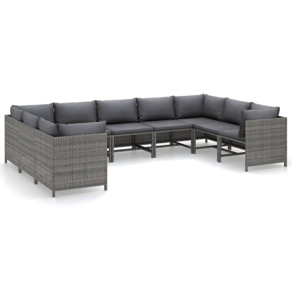 9-Delige Loungeset Met Kussens Poly Rattan - Afbeelding 2