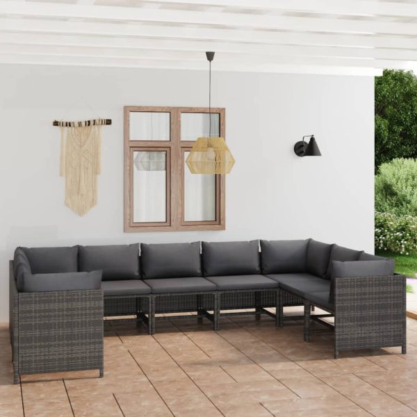 9-Delige Loungeset Met Kussens Poly Rattan