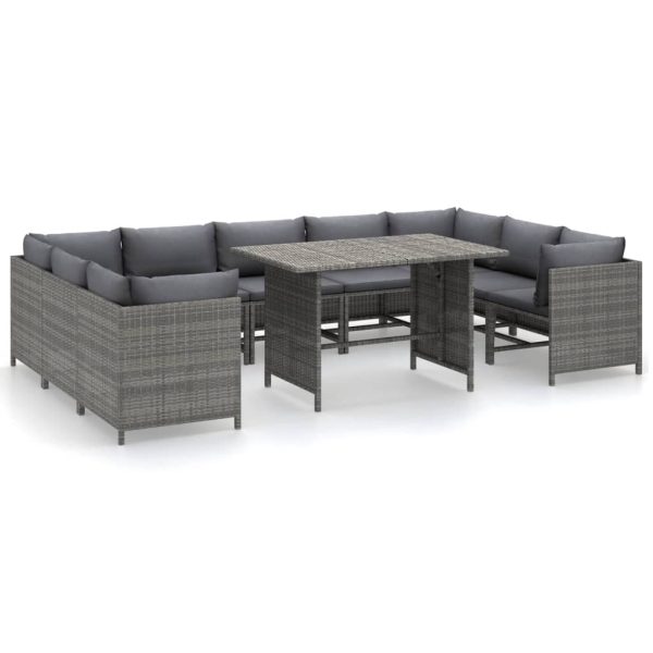 10-Delige Loungeset Met Kussens Poly Rattan - Afbeelding 2