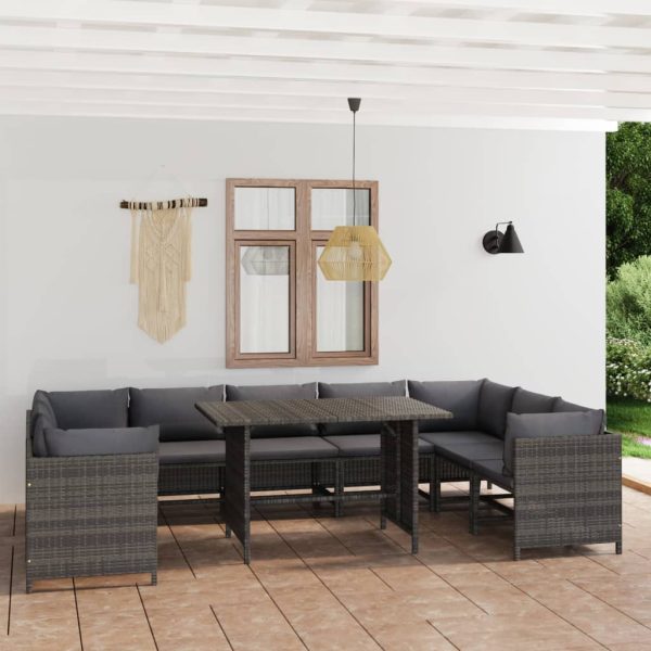 10-Delige Loungeset Met Kussens Poly Rattan