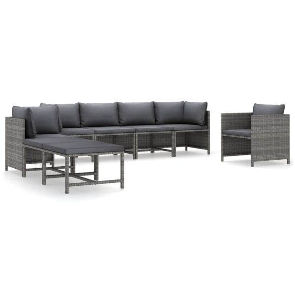 8-Delige Loungeset Met Kussens Poly Rattan - Afbeelding 2