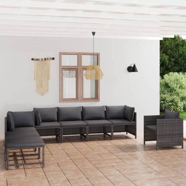 8-Delige Loungeset Met Kussens Poly Rattan