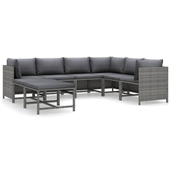 8-Delige Loungeset Met Kussens Poly Rattan - Afbeelding 2