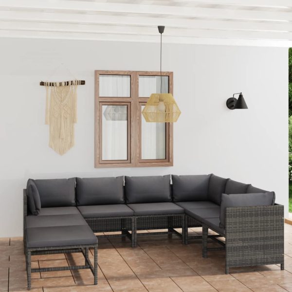 8-Delige Loungeset Met Kussens Poly Rattan