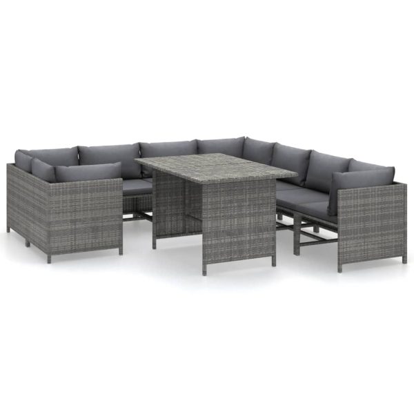 9-Delige Loungeset Met Kussens Poly Rattan - Afbeelding 2