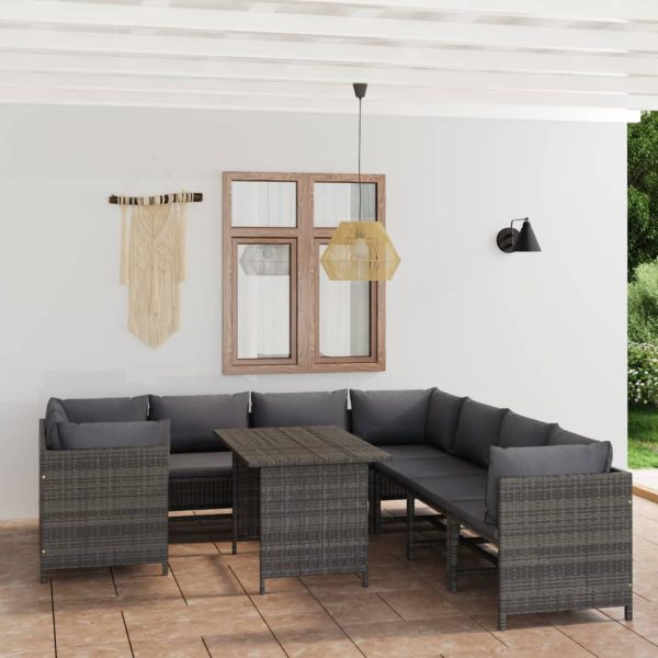 9-Delige Loungeset Met Kussens Poly Rattan