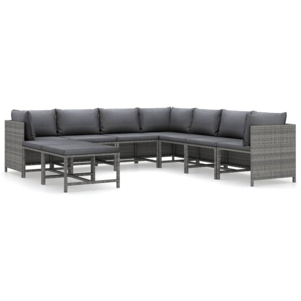 9-Delige Loungeset Met Kussens Poly Rattan - Afbeelding 2