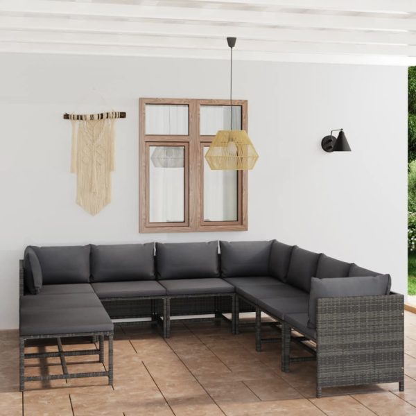 9-Delige Loungeset Met Kussens Poly Rattan