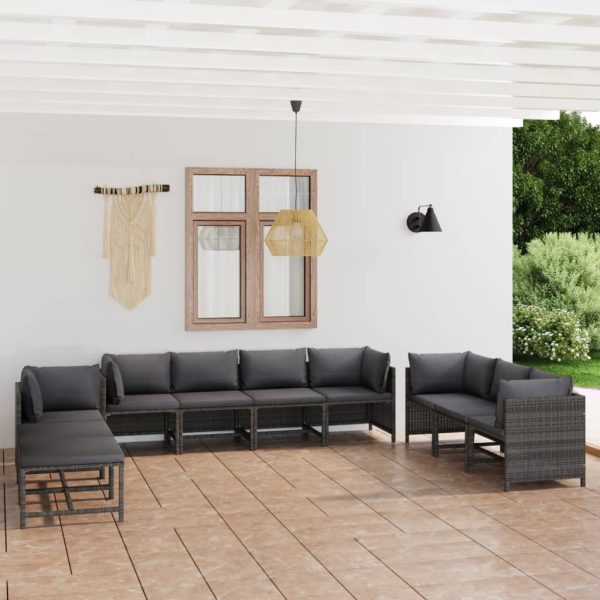 10-Delige Loungeset Met Kussens Poly Rattan