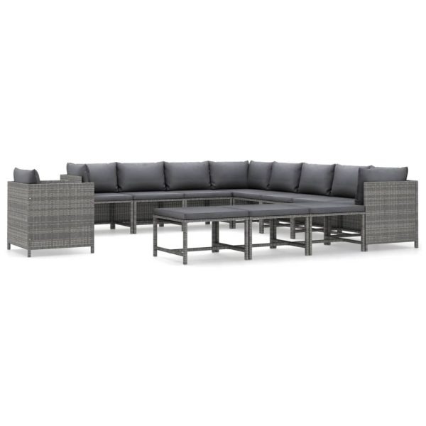 12-Delige Loungeset Met Kussens Poly Rattan - Afbeelding 2