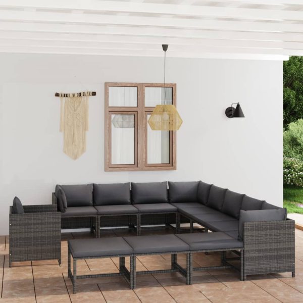 12-Delige Loungeset Met Kussens Poly Rattan