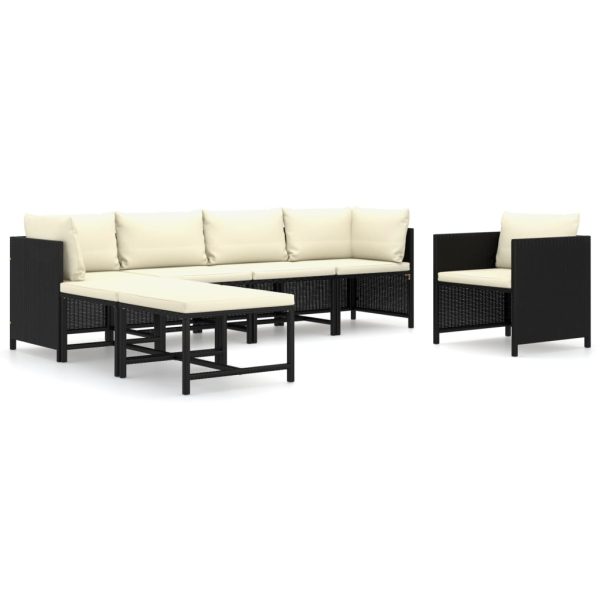 7-Delige Loungeset Met Kussens Poly Rattan - Afbeelding 2