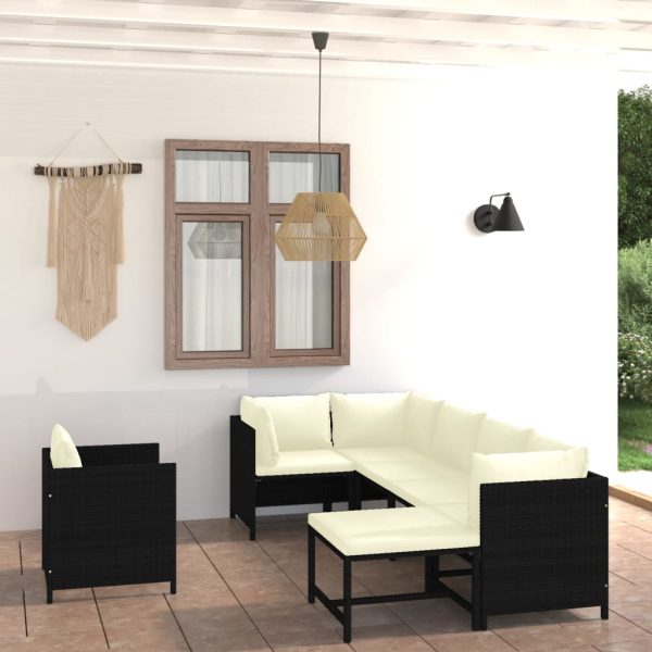 7-Delige Loungeset Met Kussens Poly Rattan