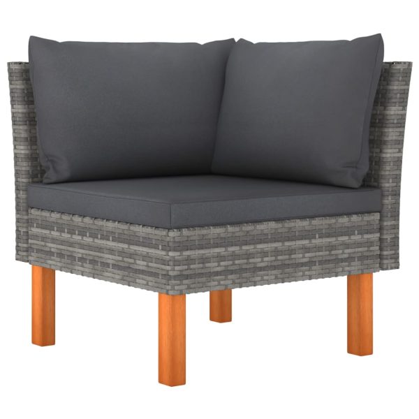 Loungeset Met Kussens Poly Rattan Grijs - Afbeelding 6