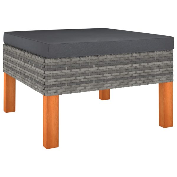 Loungeset Met Kussens Poly Rattan Grijs - Afbeelding 7