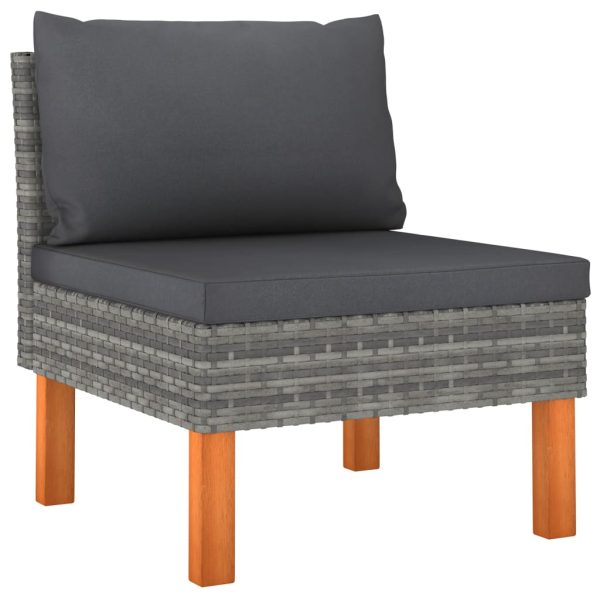 Loungeset Met Kussens Poly Rattan Grijs - Afbeelding 8