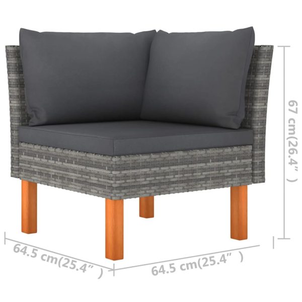 Loungeset Met Kussens Poly Rattan Grijs - Afbeelding 9