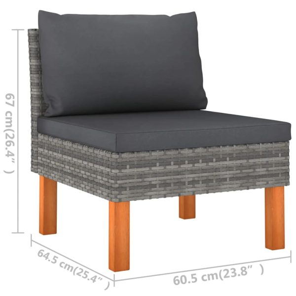 Loungeset Met Kussens Poly Rattan Grijs - Afbeelding 11