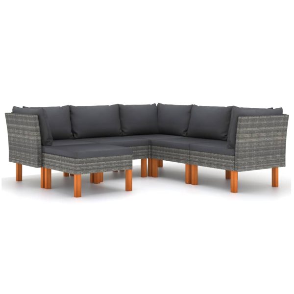 Loungeset Met Kussens Poly Rattan Grijs - Afbeelding 3