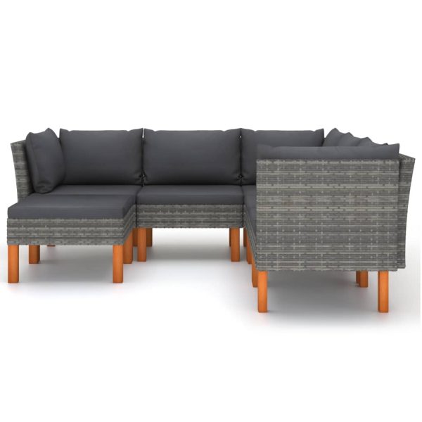 Loungeset Met Kussens Poly Rattan Grijs - Afbeelding 4