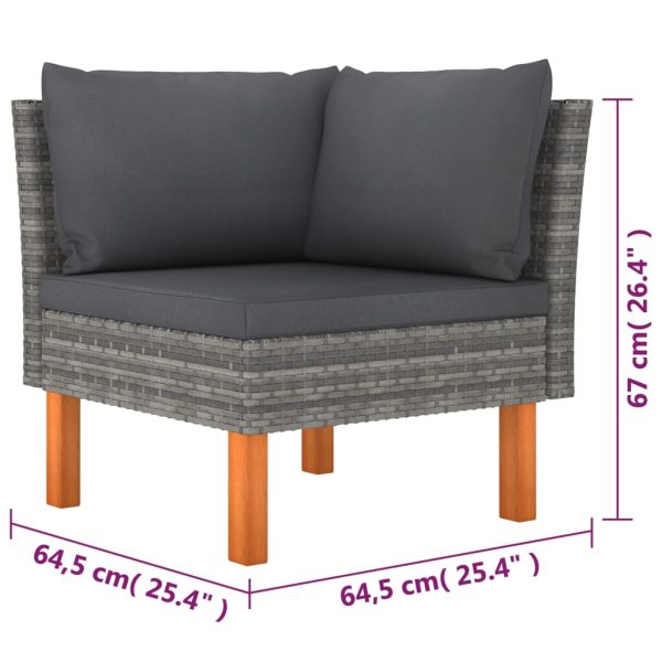 Loungeset Met Kussens Poly Rattan Grijs - Afbeelding 8