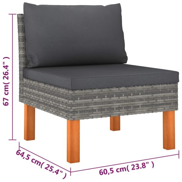 Loungeset Met Kussens Poly Rattan Grijs - Afbeelding 10