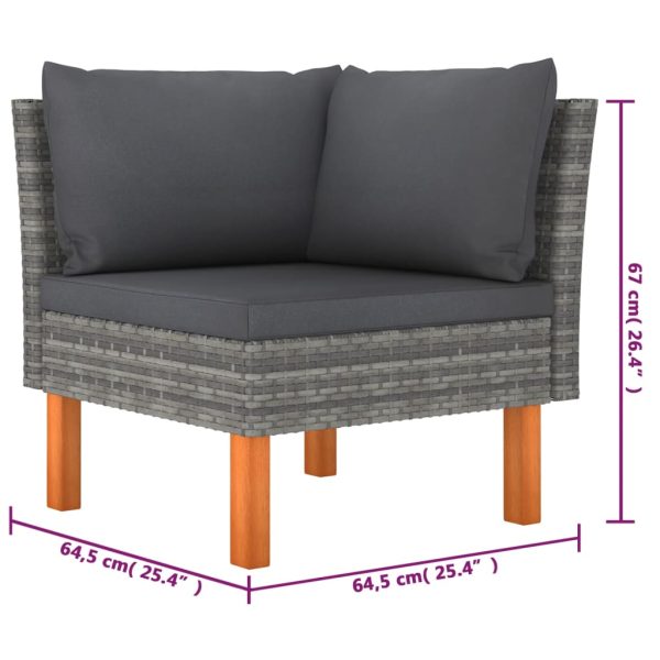 Loungeset Met Kussens Poly Rattan Grijs - Afbeelding 7