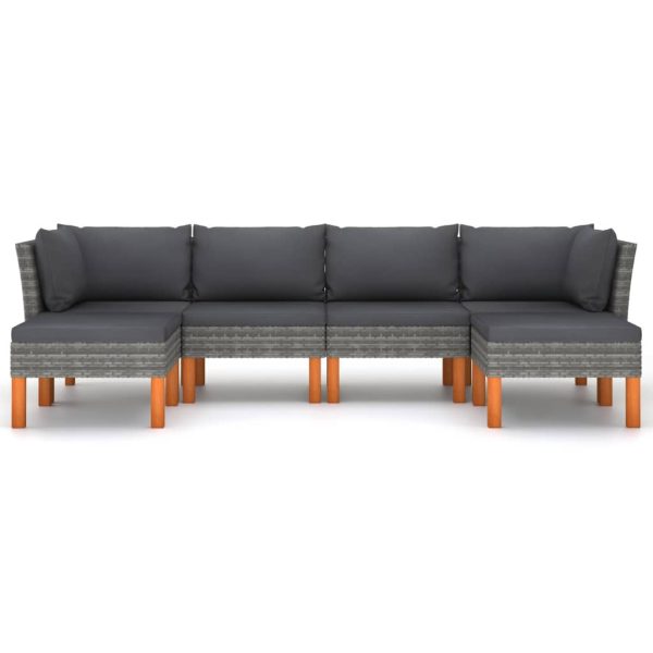 Loungeset Met Kussens Poly Rattan Grijs - Afbeelding 3