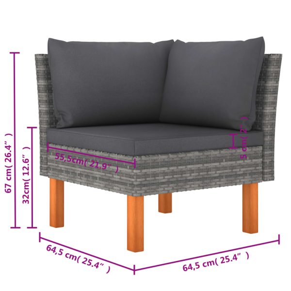 Loungeset Met Kussens Poly Rattan Grijs - Afbeelding 8